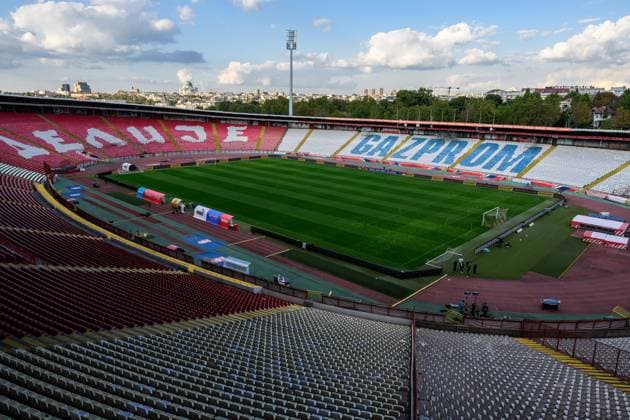 220923 General view of Stadion Rajko Mitic ahead of a press conference, PK, Pressekonferenz with the national football team of Sweden on September 23, 2022 in Belgrade. Photo: Ludvig Thunman BILDBYRAN kod LT LT0416 fotboll football soccer fotball nations league presskonferens press conference sverige sweden sverige a bbeng arena Copyright: LUDVIGxTHUNMAN BB220923LT043