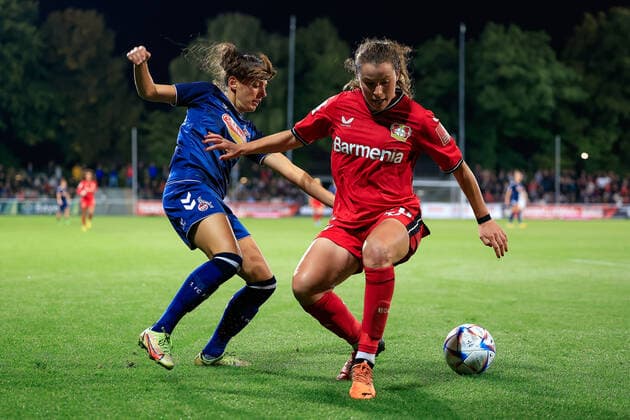 Flyeralarm Frauen-Bundesliga 2022-2023, Bayer 04 Leverkusen - 1. FC Köln Manjou Wilde (FC, 7) Leverkusen Ulrich-Haberland-Stadion Nordrhein-Westfalen Deutschland