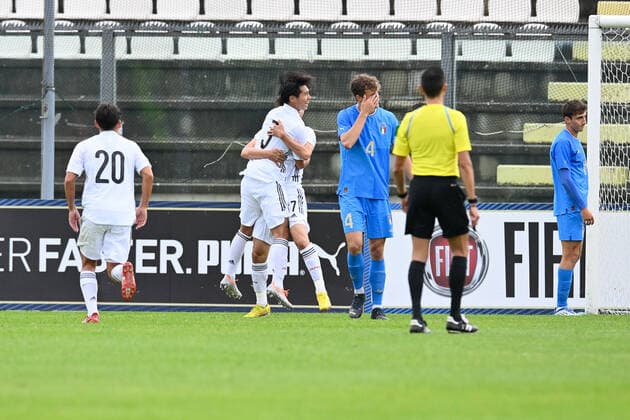 26th September 2022; Teofilo Tadini Stadium, Castel di Sangro, Italy; U21, U 21 Friendly football Match, Italy versus Japan; Shota Fujio of Japan celebrates after scoring the goal 1-1 in the 55th minute  ActionPlus12430551 AllShotLive