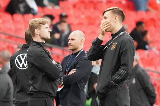Timo Werner (Deutschland Germany), Nico Schlotterbeck (Deutschland Germany) - London 26.09.2022: England vs. Deutschland, UEFA Nations League, 6. Spieltag, Wembley Stadium