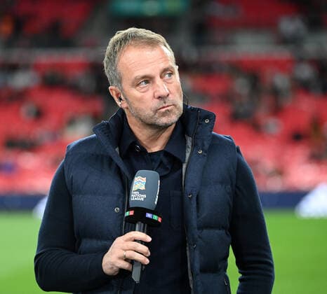 Fussball, Herren, Saison 2022 23, Nations League (Liga A, Gruppe 3, 6. Spieltag) in London, England - Deutschland, Trainer Hansi Flick (Deutschland) vor dem Spiel im Interview, 26.09. 2022, Copyright: xMatthiasxKochx