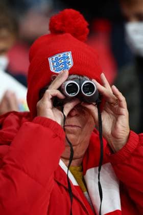 London, England, 26th September 2022. England fan during the UEFA Nations League match at Wembley Stadium, London. Picture credit should read: David Klein Sportimage EDITORIAL USE ONLY. No use with unauthorised audio, video, data, fixture lists, club league logos or live services. Online in-match use limited to 120 images, no video emulation. No use in betting, games or single club league player publications. SPI-1909-0007