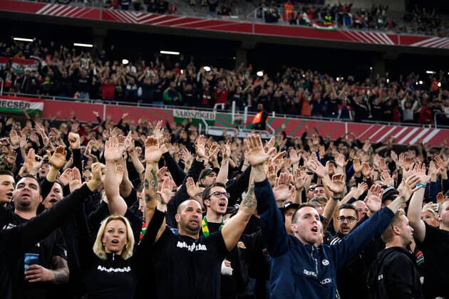 Foto Fabio Ferrari LaPresse 26 Settembre 2022 - Budapest, Ungheria - calcio - Ungheria vs Italia - Uefa Nations League - Gruppo C Giornata 6 6 - Stadio Puskas Arena Park.Nella foto: tifosi Ungheria September 26, 2022 Budapest, Hungary - sport soccer- Uefa Nations League - Group C 6 6 - Stadium Puskas Arena Park.-Park.In the pic: Hungary supporters  Copyright: xFabioxFerrari LaPressex