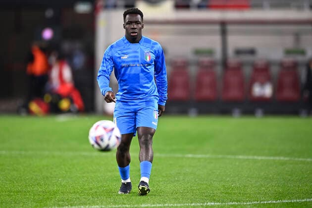 Foto Fabio Ferrari LaPresse 26 Settembre 2022 - Budapest, Ungheria - calcio - Ungheria vs Italia - Uefa Nations League - Gruppo C Giornata 6 6 - Stadio Puskas Arena Park.Nella foto: Wilfried Gnonto (Italy) September 26, 2022 Budapest, Hungary - sport soccer- Uefa Nations League - Group C 6 6 - Stadium Puskas Arena Park.-Park.In the pic:Wilfried Gnonto (Italy)  Copyright: xFabioxFerrari LaPressex