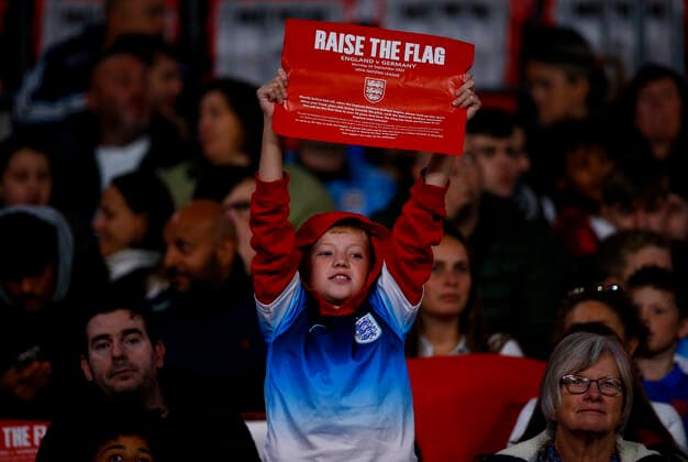 England v Germany UEFA Nations League An England fan holds a sign before the UEFA Nations League Group C match at Wembley Stadium, London Content Not Available For UK Newspapers Copyright: xPaulxChestertonx FIL-17392-0004 UK Newspapers OUT