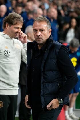 Mandatory Credit: Photo by Juan Gasparini JMP Shutterstock (13421987s) Germany head coach Hansi Flick looks on England v Germany, UK - 26 Sep 2022 Editorial use only England v Germany, UK - 26 Sep 2022 Editorial use only  Copyright: xJuanxGasparini JMP Shutterstockx 13421987s