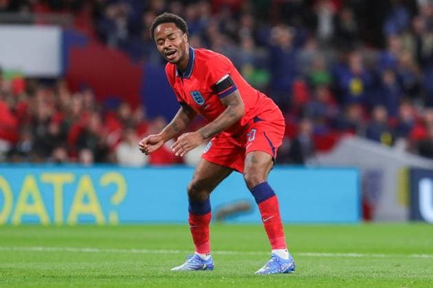 England v Germany UEFA Nations League 26 2022. England Raheem Sterling gesture missed chance on goal during the UEFA Nations League match between England and Germany at Wembley Stadium, London, England on 26 September 2022. London Wembley Stadium Greater London England Editorial use only , Copyright: xPhilxDuncanx PSI-16044-0009