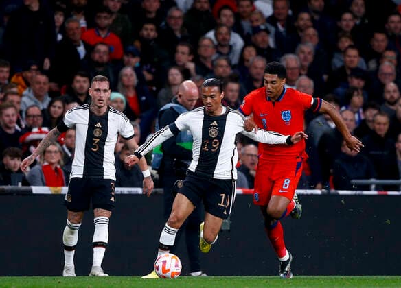 England v Germany UEFA Nations League Jude Bellingham of England pressures Leroy SanÃ of Germany during the UEFA Nations League Group C match at Wembley Stadium, London Content Not Available For UK Newspapers Copyright: xPaulxChestertonx FIL-17392-0041 UK Newspapers OUT