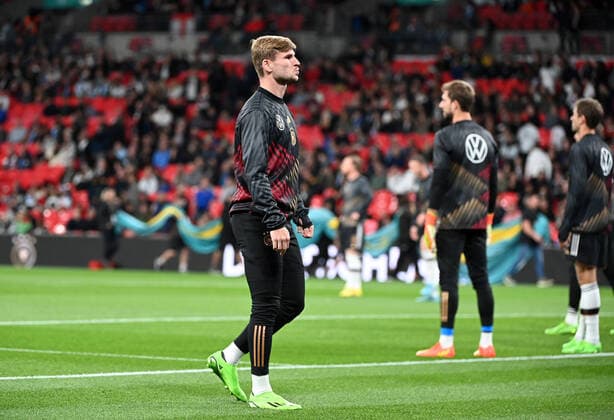 Fussball, Herren, Saison 2022 23, Nations League (Liga A, Gruppe 3, 6. Spieltag) in London, England - Deutschland, Timo Werner (Deutschland) bei der Erwärmung, 26.09. 2022, Copyright: xMatthiasxKochx