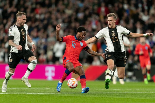 Mandatory Credit: Photo by Juan Gasparini JMP Shutterstock (13421987an) Raheem Sterling of England in action England v Germany, UK - 26 Sep 2022 Editorial use only England v Germany, UK - 26 Sep 2022 Editorial use only  Copyright: xJuanxGasparini JMP Shutterstockx 13421987an