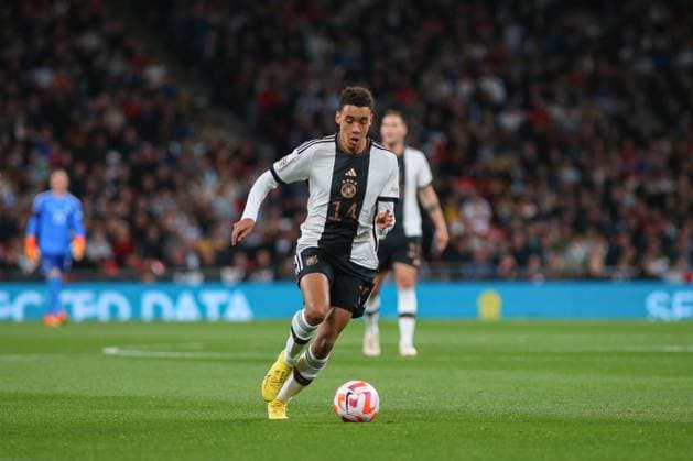 London, England, Monday 26th Sep 2022 Jamal Musiala (14 Germany) during the UEFA Nations League Group 3 game between England and Germany at Wembley Stadium in London, England (Sports Press Photo SPP) Copyright: xSportsxPressxPhotoxSPPx spp-en-SpPrPhSp-England v Germany-19