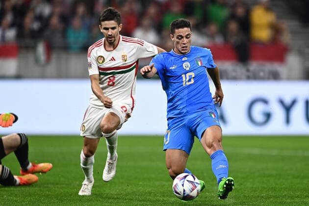 Mg Budapest (Ungheria) 26 09 2022 - Nations League Ungheria-italia foto Matteo Gribaudi Image nella foto: gol Giacomo Raspadori 