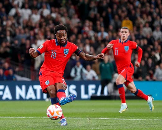 England v Germany UEFA Nations League Raheem Sterling of England has a shot at goal during the UEFA Nations League Group C match at Wembley Stadium, London Content Not Available For UK Newspapers Copyright: xPaulxChestertonx FIL-17392-0053 UK Newspapers OUT