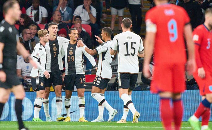 Kai Havertz, DFB 7 celebrates his goal, happy, laugh, celebration, 0-2 in the UEFA Nations League 2022 match ENGLAND - GERMANY in Season 2022 2023 on Sept 26, 2022 in London, Great Britain.