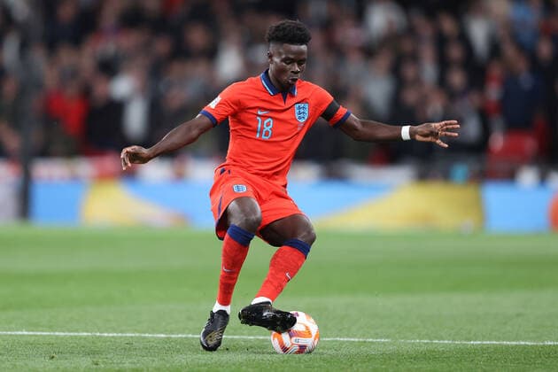 England v Germany 26 September 2022, London - UEFA Nations League - League A (Group 3) - England v Germany - Bukayo Saka of England - Photo: Charlotte Wilson Offside. London UK Copyright: xCharlottexWilsonx xOffsidexOffside