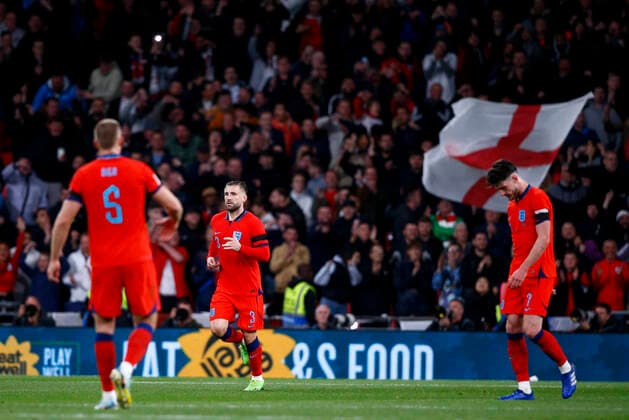 England v Germany UEFA Nations League Luke Shaw celebrates after scoring Englands first goal during the UEFA Nations League Group C match at Wembley Stadium, London Content Not Available For UK Newspapers Copyright: xPaulxChestertonx FIL-17392-0139 UK Newspapers OUT