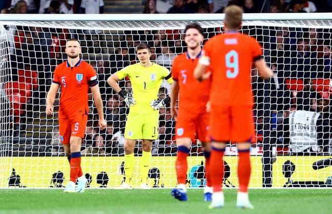 Mandatory Credit: Photo by Kieran McManus Shutterstock (13421401dm) Nick Pope of England looks dejected after conceding a third goal to Kai Havertz of Germany. England v Germany, UEFA Nations League, Group A3, International Football, Wembley Stadium, London, UK - 26 Sep 2022 EDITORIAL USE ONLY No use with unauthorised audio, video, data, fixture lists, club league logos or live services. Online in-match use limited to 120 images, no video emulation. No use in betting, games or single club league player publications. England v Germany, UEFA Nations League, Group A3, International Football, Wembley Stadium, London, UK - 26 Sep 2022 EDITORIAL USE ONLY No use with unauthorised audio, video, data, fixture lists, club league logos or live services. Online in-match use limited to 120 images, no video emulation. No use in betting, games or single club league player publications. Copyright: xKieranxMcManus Shutterstockx 13421401dm