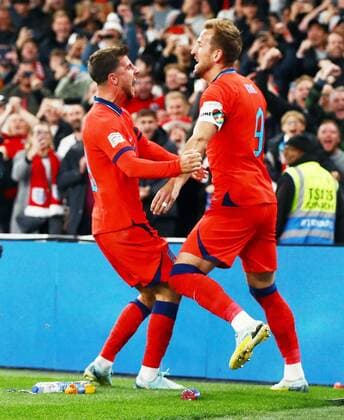 Mandatory Credit: Photo by Kieran McManus Shutterstock (13421401ds) Harry Kane of England celebrates scoring his sides third goal. England v Germany, UEFA Nations League, Group A3, International Football, Wembley Stadium, London, UK - 26 Sep 2022 EDITORIAL USE ONLY No use with unauthorised audio, video, data, fixture lists, club league logos or live services. Online in-match use limited to 120 images, no video emulation. No use in betting, games or single club league player publications. England v Germany, UEFA Nations League, Group A3, International Football, Wembley Stadium, London, UK - 26 Sep 2022 EDITORIAL USE ONLY No use with unauthorised audio, video, data, fixture lists, club league logos or live services. Online in-match use limited to 120 images, no video emulation. No use in betting, games or single club league player publications. Copyright: xKieranxMcManus Shutterstockx 13421401ds