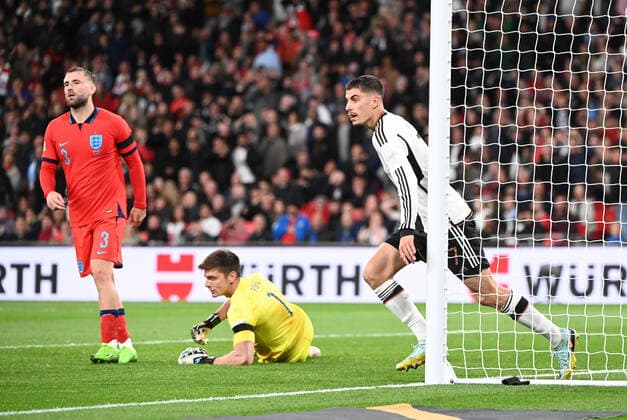 Fussball, Herren, Saison 2022 23, Nations League (Liga A, Gruppe 3, 6. Spieltag) in London, England - Deutschland, Kai Havertz (Deutschland), Jubel nach Tor zum 3:3, 26.09. 2022, Copyright: xMatthiasxKochx