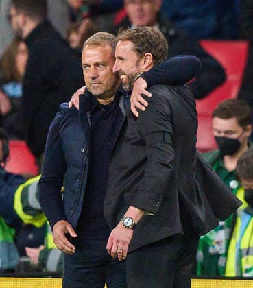 DFB headcoach Hans-Dieter Hansi Flick , Bundestrainer, Nationaltrainer, Gareth Southgate, headcoach England, in the UEFA Nations League 2022 match ENGLAND - GERMANY in Season 2022 2023 on Sept 26, 2022 in London, Great Britain.