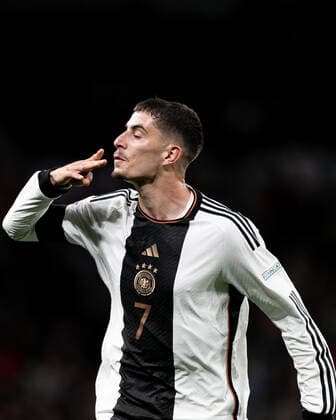 Mandatory Credit: Photo by Juan Gasparini JMP Shutterstock (13421987dl) Kai Havertz of Germany celebrates after scoring a goal England v Germany, UK - 26 Sep 2022 Editorial use only England v Germany, UK - 26 Sep 2022 Editorial use only  Copyright: xJuanxGasparini JMP Shutterstockx 13421987dl