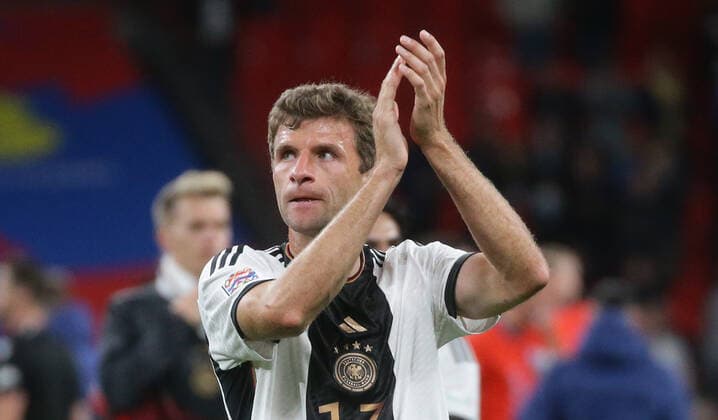 London , Fußball UEFA Nations League England vs. Deutschland , Thomas Müller ( GER )