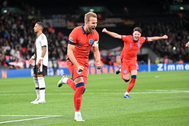 London, Wembley Stadium, 26.09.22, GER, Herren, UEFA Nations League, Saison 2022-2023, England - Deutschland Bild: Harry Kane (England) jubelt nach seinem Tor zum 3.2 Nur fuer journalistische Zwecke! Only for editorial use! England United Kingdom