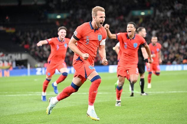 London, Wembley Stadium, 26.09.22, GER, Herren, UEFA Nations League, Saison 2022-2023, England - Deutschland Bild: Harry Kane (England) jubelt nach seinem Tor zum 3.2 Nur fuer journalistische Zwecke! Only for editorial use! England United Kingdom