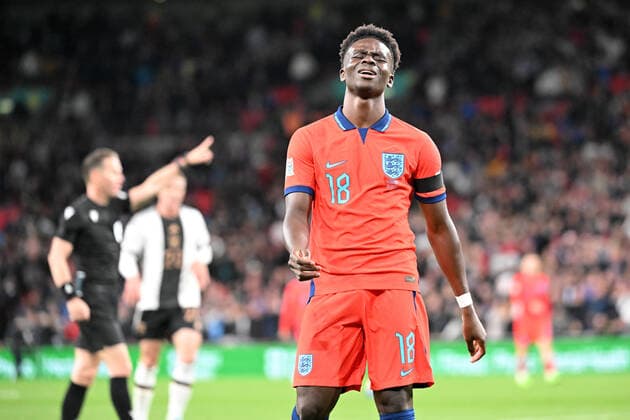 London, Wembley Stadium, 26.09.22, GER, Herren, UEFA Nations League, Saison 2022-2023, England - Deutschland Bild: Bukayo Saka (England) Nur fuer journalistische Zwecke! Only for editorial use! England United Kingdom