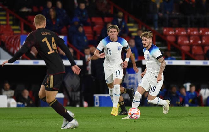 Harvey Elliott (Liverpool) of England U21, U 21 during the International Friendly, L?nderspiel, Nationalmannschaft match between England U21 and Germany U21 at Bramall Lane, Sheffield, England on 27 September 2022. Copyright: xAndyxRowlandx PMI-5193-0032