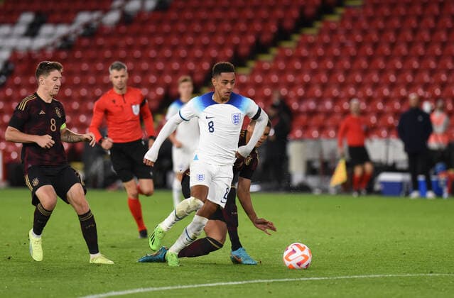 Jacob Ramsey (Aston Villa) of England U21, U 21 during the International Friendly, L?nderspiel, Nationalmannschaft match between England U21 and Germany U21 at Bramall Lane, Sheffield, England on 27 September 2022. Copyright: xAndyxRowlandx PMI-5193-0062