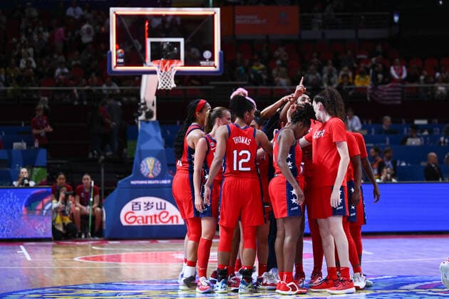 BASKETBALL CANADA USA, USA celebrate after the 2022 FIBA Women s Basketball World Cup Semi Final 1 match between Canada and the USA at Qudos Bank Arena in Sydney, Friday, September 30, 2022. ( NO ARCHIVING, EDITORIAL USE ONLY, NO USE IN BOOKS WITHOUT CONSENT  Copyright: xJAMESxGOURLEYx 20220930001709580229