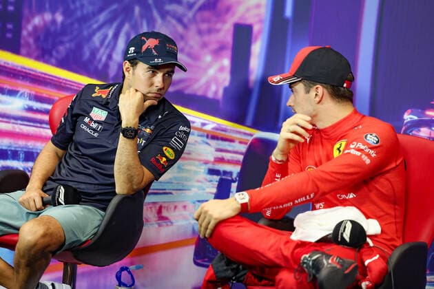 11 Sergio Perez (MEX, Oracle Red Bull Racing), 16 Charles Leclerc (MCO, Scuderia Ferrari), F1 Grand Prix of Singapore at Marina Bay Street Circuit on October 1, 2022 in Singapore, Singapore. (Photo by HOCH ZWEI) Singapore Singapore
