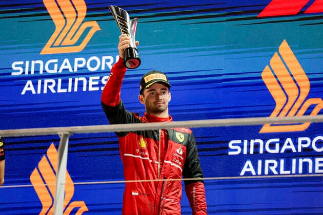 16 Charles Leclerc (MCO, Scuderia Ferrari), F1 Grand Prix of Singapore at Marina Bay Street Circuit on October 2, 2022 in Singapore, Singapore. (Photo by HOCH ZWEI) Singapore Singapore