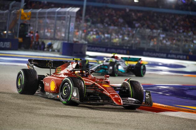 55 Carlos Sainz (ESP, Scuderia Ferrari), F1 Grand Prix of Singapore at Marina Bay Street Circuit on October 2, 2022 in Singapore, Singapore. (Photo by HOCH ZWEI) Singapore Singapore
