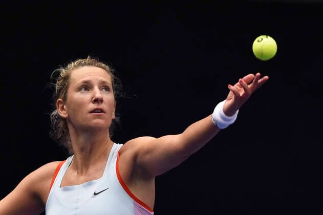 Victoria Azarenka of Belarus in action during the women s tennis tournament WTA, Tennis Damen Agel Open 2022 match against Ekaterina Alexandrova of Russia in Ostrava, Czech Republic, October 3, 2022. (CTKxPhoto JaroslavxOzana) CTKPhotoP2022100306151  JAO 01