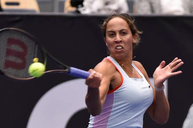 Madison Keys of USA in action during the women s tennis tournament WTA, Tennis Damen Agel Open 2022 match against Elena Rybakina of Kazakhstan in Ostrava, Czech Republic, October 3, 2022. (CTKxPhoto JaroslavxOzana) CTKPhotoP2022100307048  JAO 09