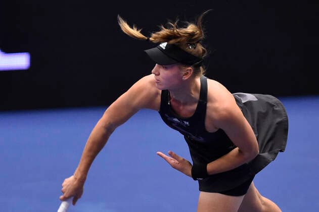 Elena Rybakina of Kazakhstan in action during the women s tennis tournament WTA, Tennis Damen Agel Open 2022 match against Madison Keys of USA in Ostrava, Czech Republic, October 3, 2022. (CTKxPhoto JaroslavxOzana) CTKPhotoP2022100307111  JAO 14