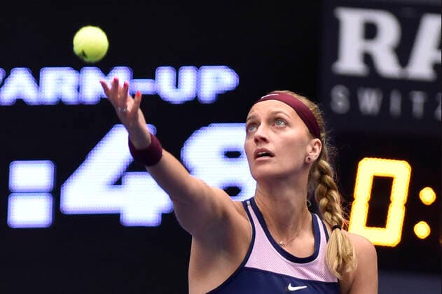 Czech Petra Kvitova in action during the women s tennis tournament WTA, Tennis Damen Agel Open 2022 match against Bernarda Pera of USA in Ostrava, Czech Republic, October 3, 2022. (CTKxPhoto JaroslavxOzana) CTKPhotoP2022100307699  JAO 17