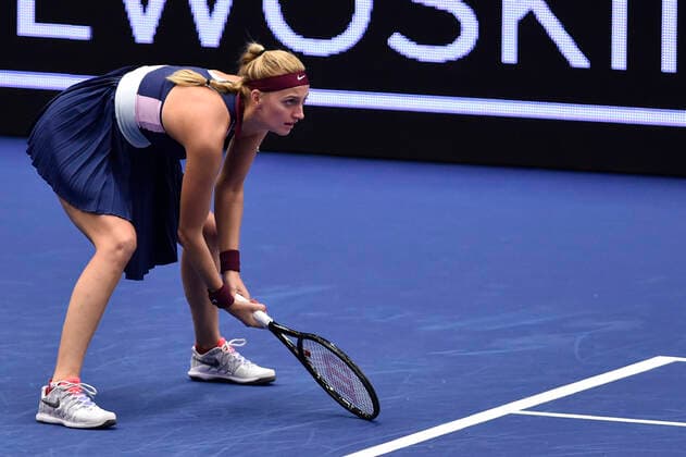 Czech Petra Kvitova in action during the women s tennis tournament WTA, Tennis Damen Agel Open 2022 match against Bernarda Pera of USA in Ostrava, Czech Republic, October 3, 2022. (CTKxPhoto JaroslavxOzana) CTKPhotoP2022100307839  JAO 23