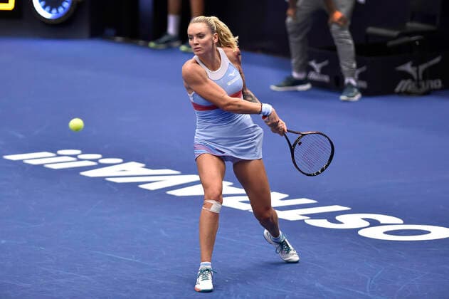 Czech Tereza Martincova in action during the women s tennis tournament WTA, Tennis Damen Agel Open 2022 match against Jil Teichmann of Switzerland in Ostrava, Czech Republic, October 3, 2022. (CTKxPhoto JaroslavxOzana) CTKPhotoP2022100309198  JAO 54