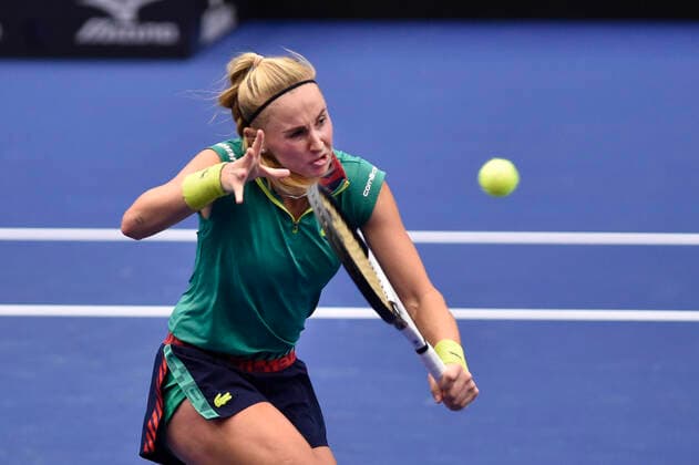 Jil Teichmann of Switzerland in action during the women s tennis tournament WTA, Tennis Damen Agel Open 2022 match against Czech Tereza Martincova in Ostrava, Czech Republic, October 3, 2022. (CTKxPhoto JaroslavxOzana) CTKPhotoP2022100309037  JAO 48