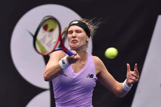 Eugenie Bouchard of Canada in action during the WTA, Tennis Damen Agel Open 2022 women s tennis tournament match against Belinda Bencic of Switzerland in Ostrava, Czech Republic, October 4, 2022. (CTKxPhoto JaroslavxOzana) CTKPhotoP2022100409840  JAO 46