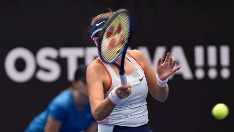 Belinda Bencic of Switzerland in action during the WTA, Tennis Damen Agel Open 2022 women s tennis tournament match against Eugenie Bouchard of Canada in Ostrava, Czech Republic, October 4, 2022. (CTKxPhoto JaroslavxOzana) CTKPhotoP2022100409867  JAO 48