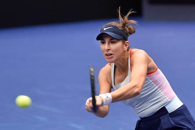 Belinda Bencic of Switzerland in action during the WTA, Tennis Damen Agel Open 2022 women s tennis tournament match against Eugenie Bouchard of Canada in Ostrava, Czech Republic, October 4, 2022. (CTKxPhoto JaroslavxOzana) CTKPhotoP2022100409684  JAO 38