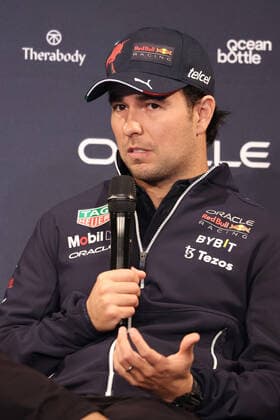 October 5, 2022, Tokyo, Japan - Red Bull Racing Formula-1 driver Sergio Perez of Mexico speaks at a press conference, PK, Pressekonferenz in Tokyo on Wednesday, October 5, 2022. Formula-1 Japan Grand Prix will be held at the Suzuka circuit on October 9. Noxthirdxpartyxsales  (200425857)
