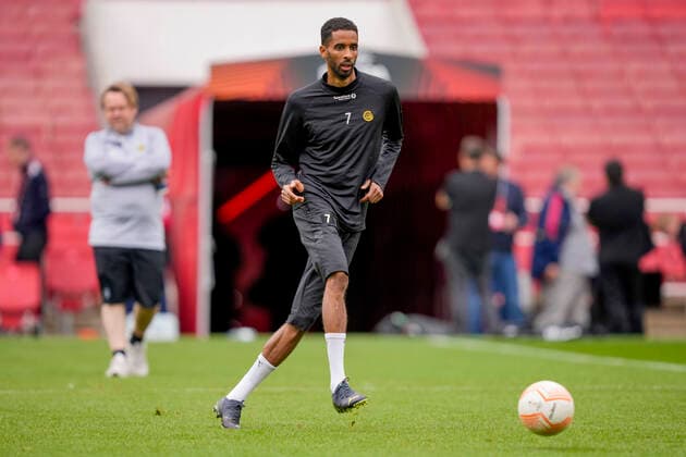 UEFA Europa League 2022 2023 Bodo Glimt training London, England 20221005 Bodo Glimts Amahl Pellegrino during training on the day of the Europa League group stage match between Arsenal and Bodo Glimt at the Emirates Stadium Photo Beate Oma Dahle NTB London England  Copyright: xBeatexOmaxDahlex xNTBx EDITORIAL USE ONLY. RESTRICTED USE FOR BETTING COMPANIES