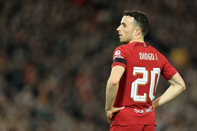 Football - UEFA Champions League - Group A - Liverpool v Rangers 4th October 2022 - UEFA Champions League - Group A - Liverpool v Rangers - Diogo Jota of Liverpool looks dejected - Photo: Simon Stacpoole Offside. Liverpool UK Copyright: xSimonxStacpoolexOffside