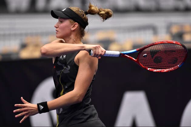 Elena Rybakina of Kazakhstan in action during the WTA, Tennis Damen Agel Open 2022 women s tennis tournament match against Aliaksandra Sasnovich of Belarus, on October 5, 2022, in Ostrava, Czech Republic. (CTKxPhoto JaroslavxOzana) CTKPhotoP2022100509925  JAO 83