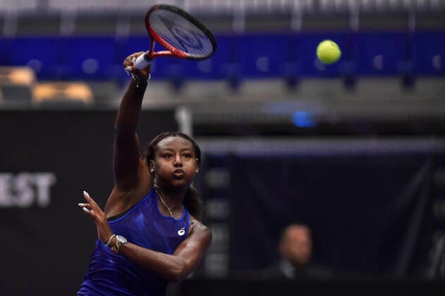 Alycia Parks of USA in action during the WTA, Tennis Damen Agel Open 2022 women s tennis tournament match against Maria Sakkari of Greece, on October 6, 2022, in Ostrava, Czech Republic. (CTKxPhoto JaroslavxOzana) CTKPhotoP2022100605507  JAO 04